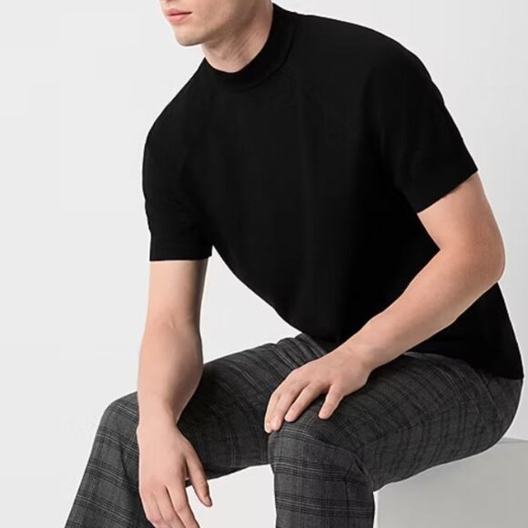 J. Ferrar Men's Mock Crew Neck Short Sleeve Pullover T-Shirts Black Size XXL - Picture 3 of 6